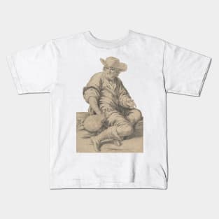 Seated Bearded Man Holding a Jug Kids T-Shirt